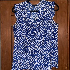 GAP Blue and White Abstract Blouse